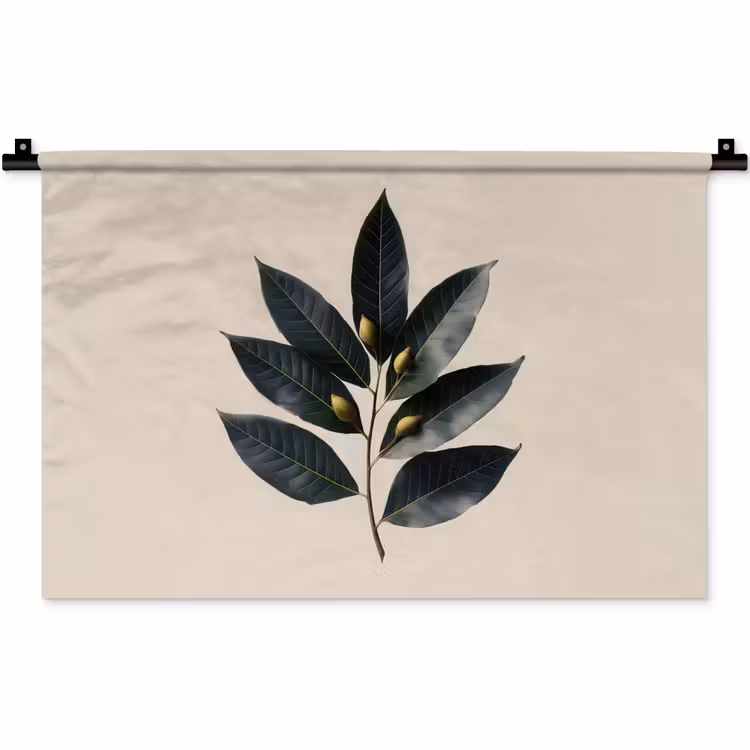 Wandkleed - Laurierbladeren - Bloemknoppen - subtiel — 1