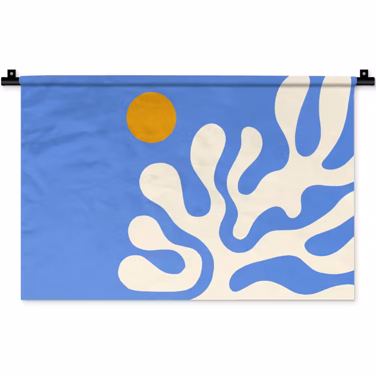 Wandkleed - Minimalistisch - Organisch patroon - Blauw — 1