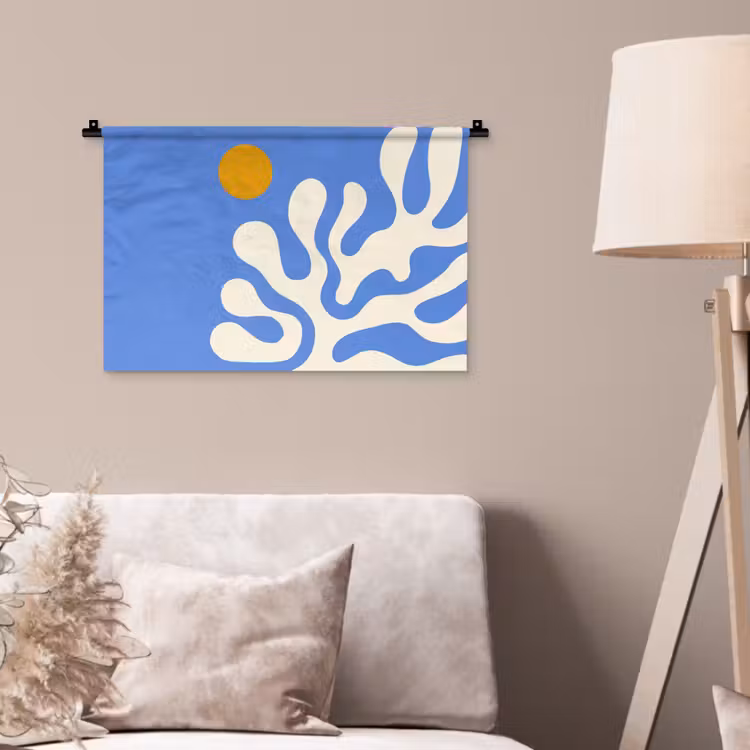 Wandkleed - Minimalistisch - Organisch patroon - Blauw — 2