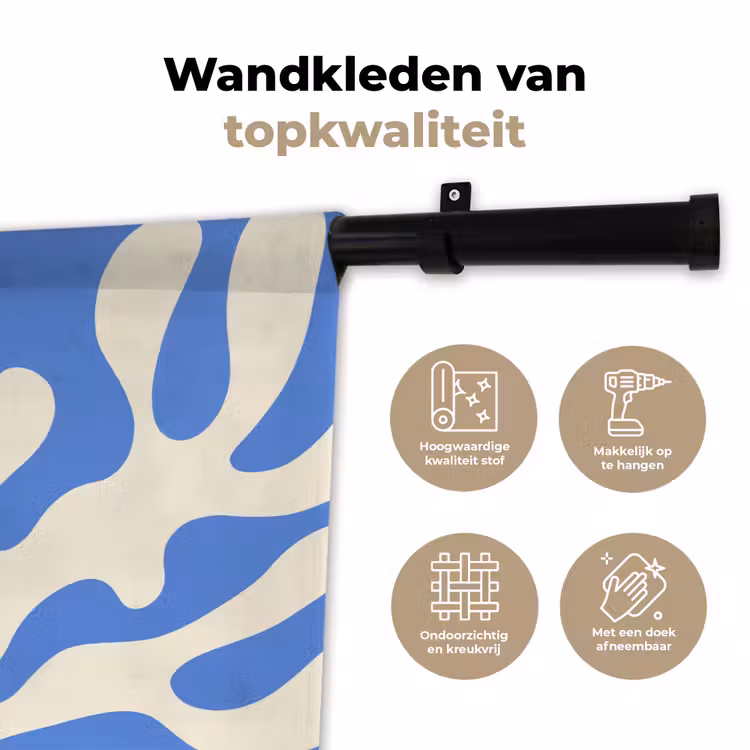 Wandkleed - Minimalistisch - Organisch patroon - Blauw — 3