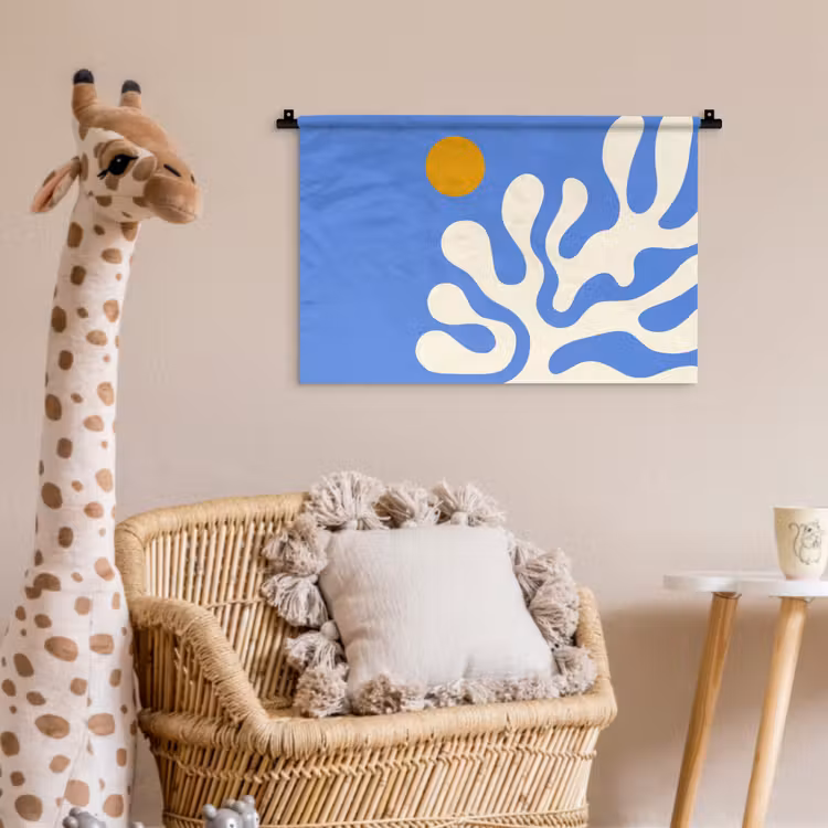 Wandkleed - Minimalistisch - Organisch patroon - Blauw — 5