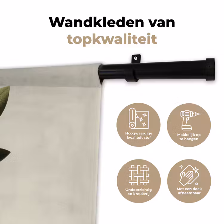 Wandkleed - Olijftak - Donkergroen - Olijven — 3