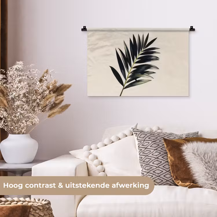 Wandkleed - Palmblad - Subtiel - Groen - beige — 4