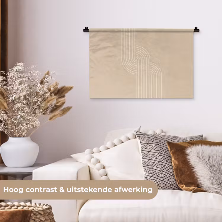 Wandkleed - Parallelle lijnen - Lichte textuur - Beige — 4
