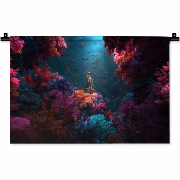 Wandkleed - Standbeeld - Zeebodem - Koraal - Kleurrijk — 1
