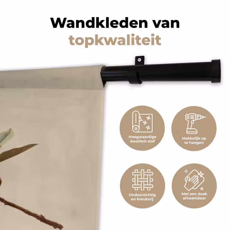 Wandkleed - Tak - Groene Bladeren - Vruchten — 3
