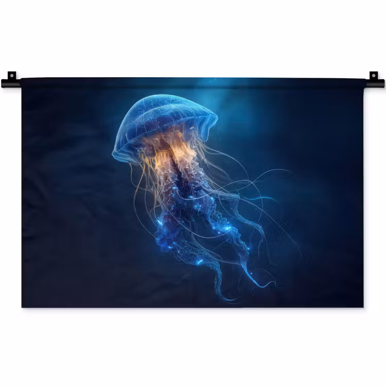 Wandkleed - Kwal - Lichtgevend - Tentakels - Blauw — 1