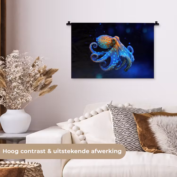 Wandkleed - Octopus - Stippen - Blauw - Zee — 4