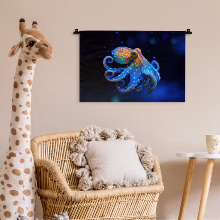 Wandkleed - Octopus - Stippen - Blauw - Zee — 5