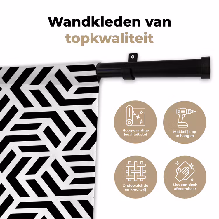 Wandkleed - Design - Geometrie - Patroon - Zwart - Wit — 3