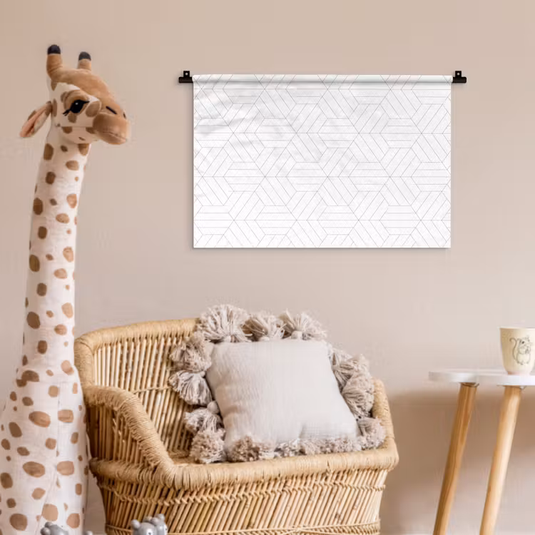 Wandkleed - Patroon - Lijn - Design - Zwart - Wit — 5