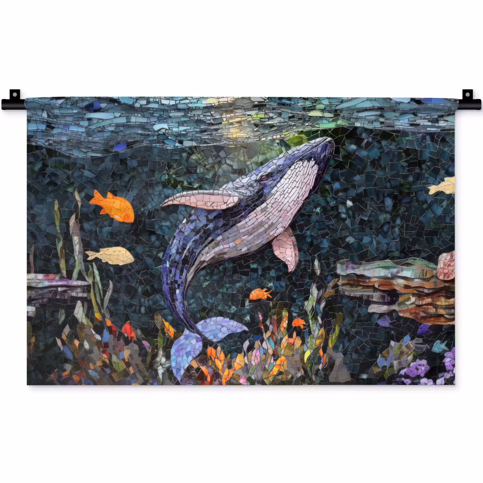 Wandkleed - Mozaïek - Walvis - Koraal - Water — 1