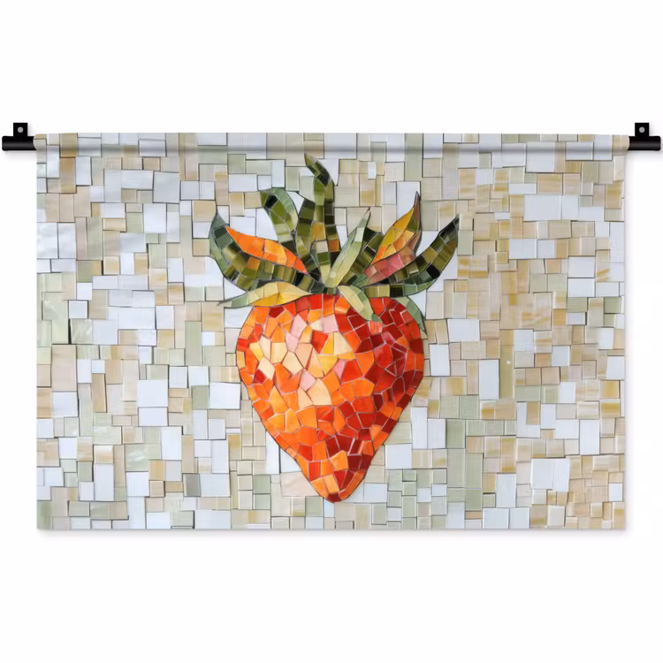 Wandkleed - Aardbei - Rood - Mozaïek - Fruit — 1