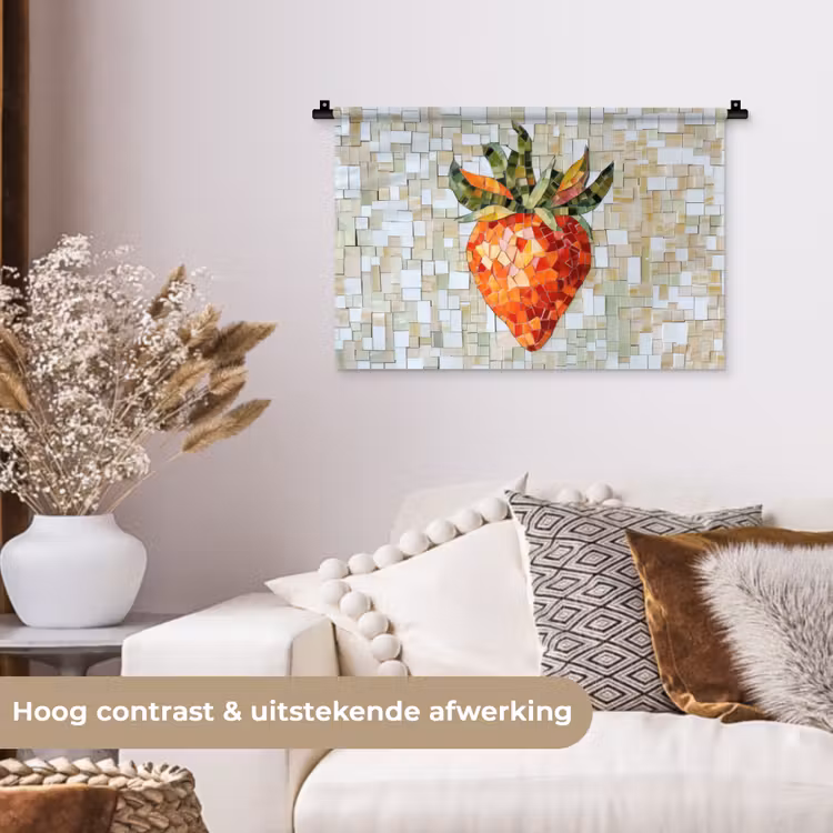 Wandkleed - Aardbei - Rood - Mozaïek - Fruit — 4