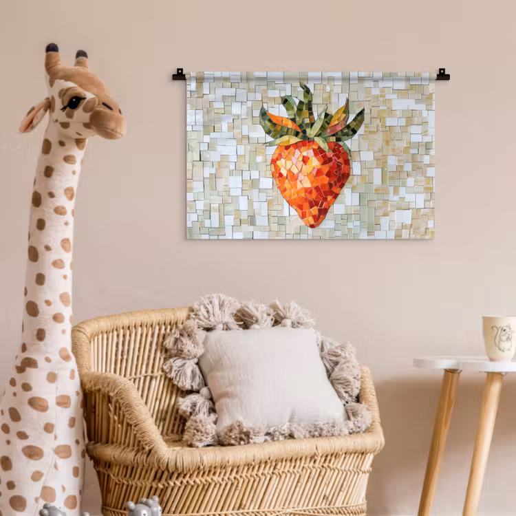 Wandkleed - Aardbei - Rood - Mozaïek - Fruit — 5