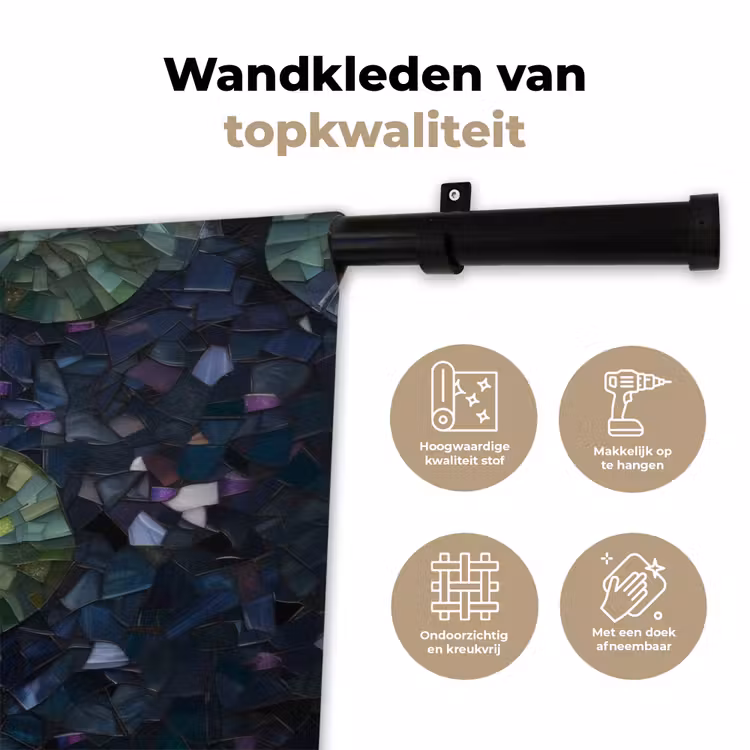 Wandkleed - Glasstukjes - Leliebladeren - Vis - Oranje — 3