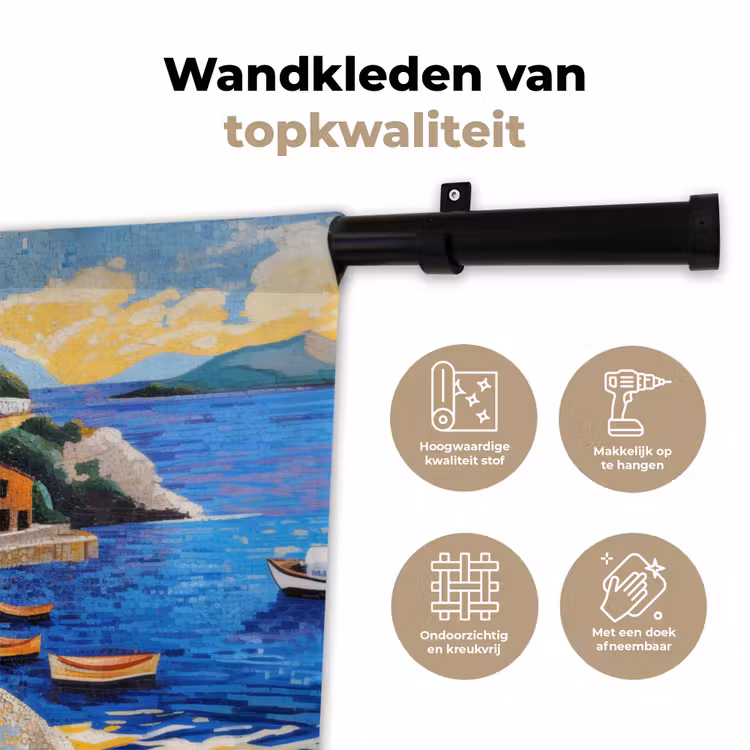 Wandkleed - Kustdorp - Huisjes - Mozaïek - Zee — 3