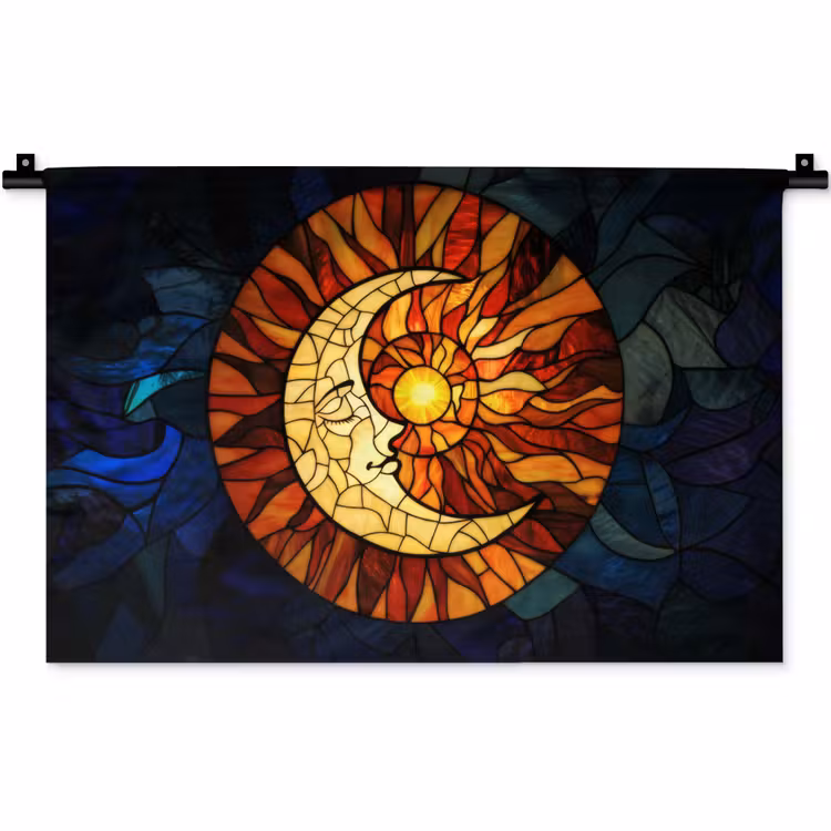Wandkleed - Mozaïek - Glas - Maan - Donkerblauw — 1