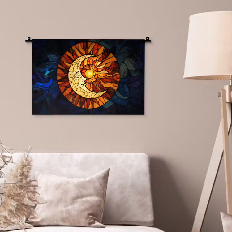 Wandkleed - Mozaïek - Glas - Maan - Donkerblauw — 2