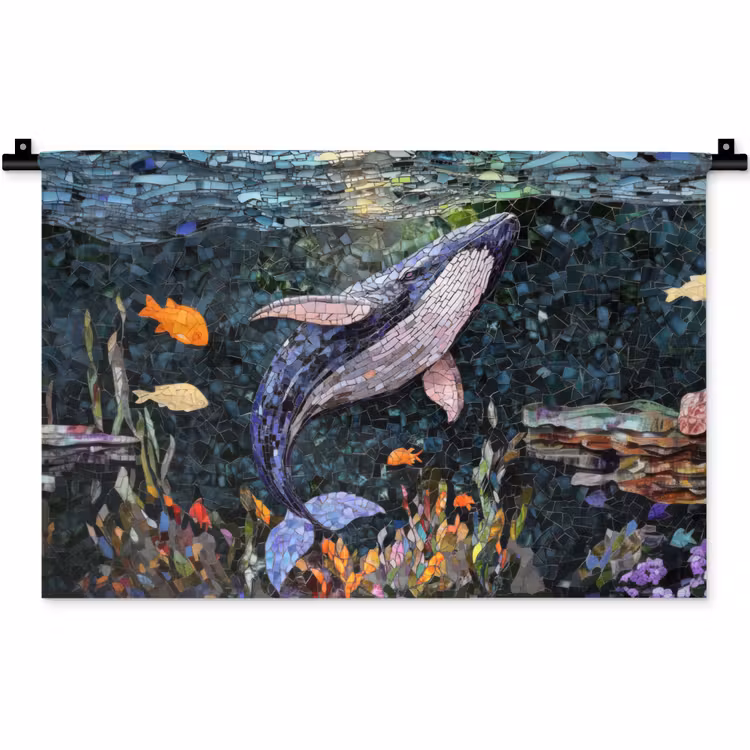 Wandkleed - Mozaïek - Walvis - Koraal - Water — 1
