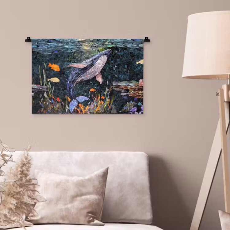 Wandkleed - Mozaïek - Walvis - Koraal - Water — 2
