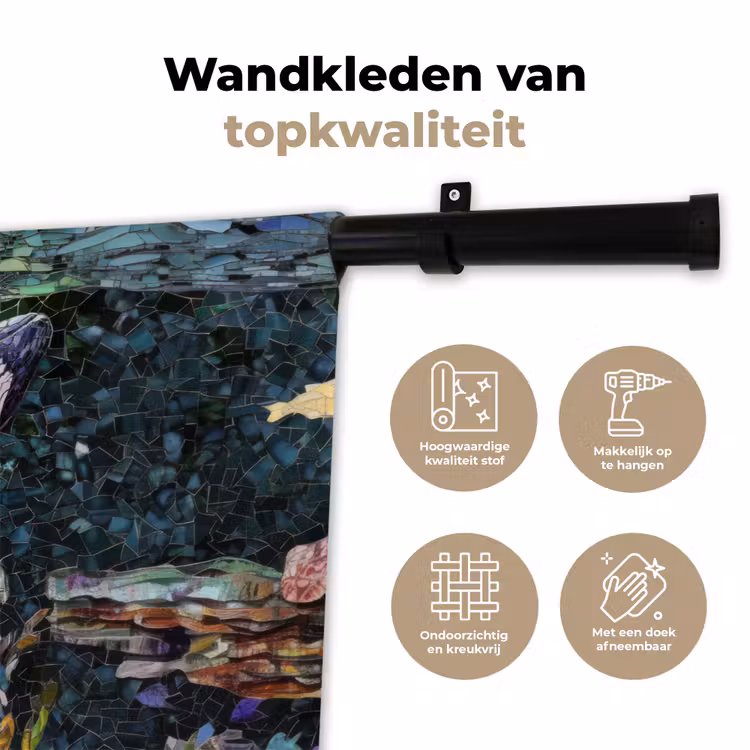 Wandkleed - Mozaïek - Walvis - Koraal - Water — 3