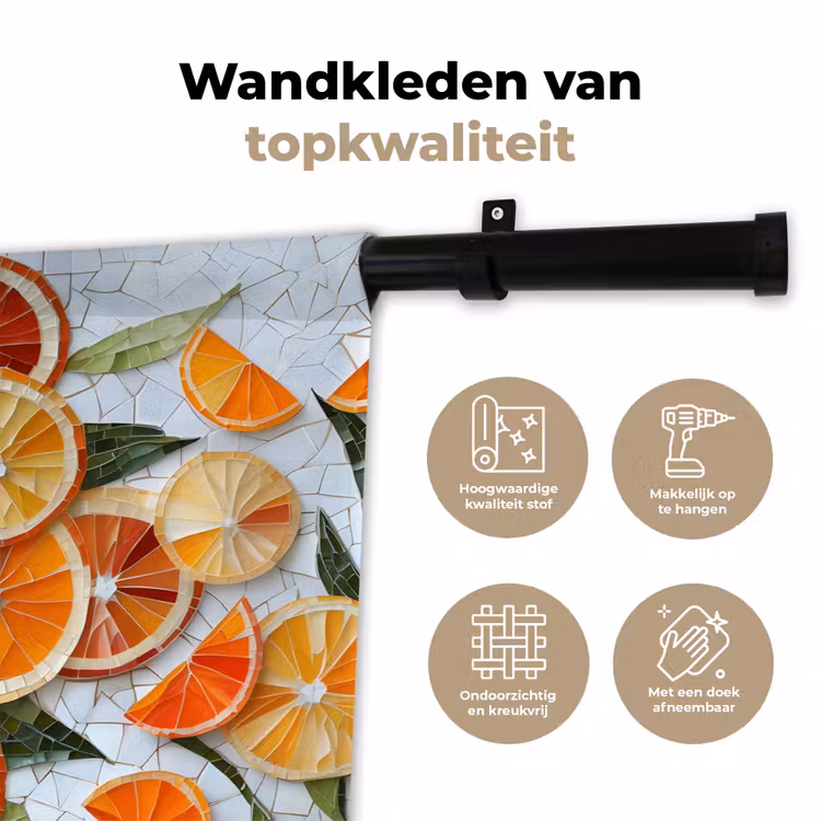 Wandkleed - Schijfjes - Fruit - Oranje - Mozaïek — 3