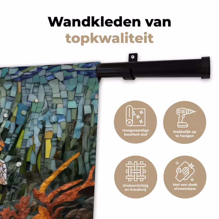 Wandkleed - Schildpad - Zeewier - Mozaïek — 3