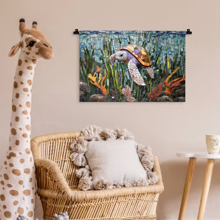 Wandkleed - Schildpad - Zeewier - Mozaïek — 5