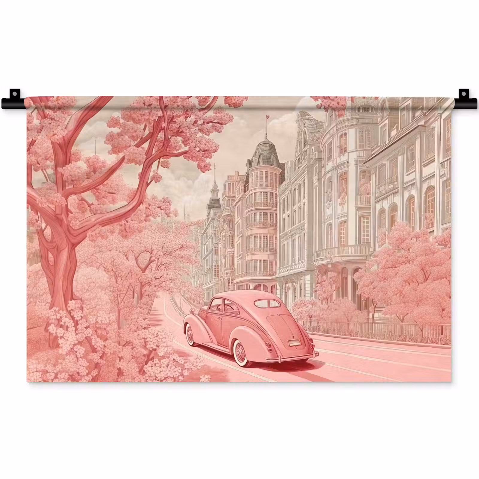 Wandkleed - City - Car - Pink — 1