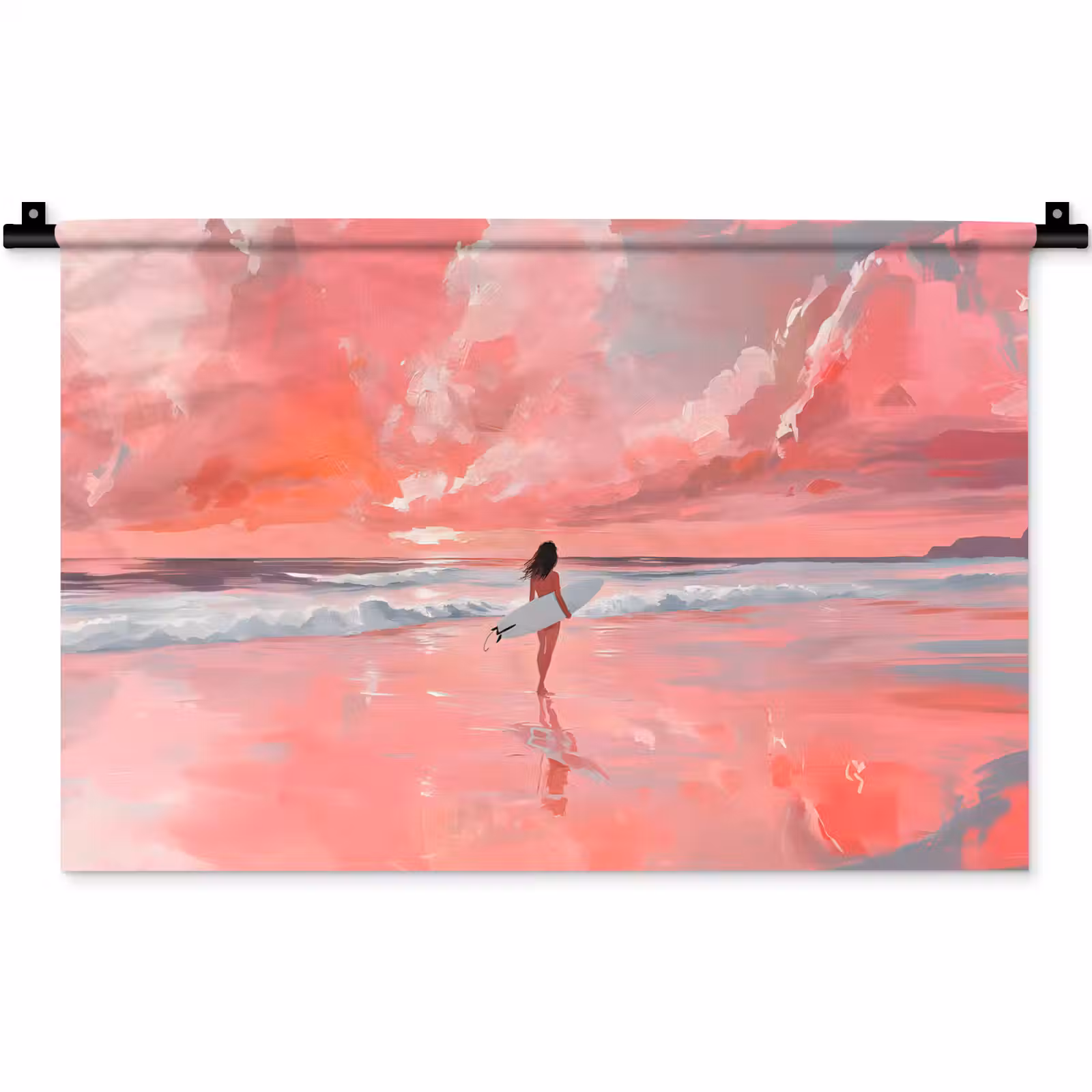 Wandkleed - Roze - Surfen - Zee — 1