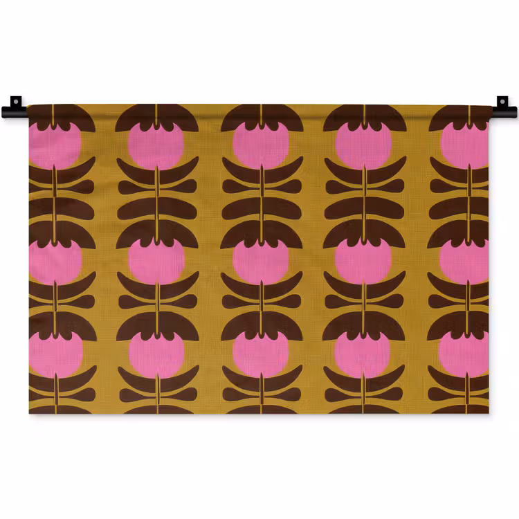 Wandkleed - Abstract - Bloemen - Roze — 1