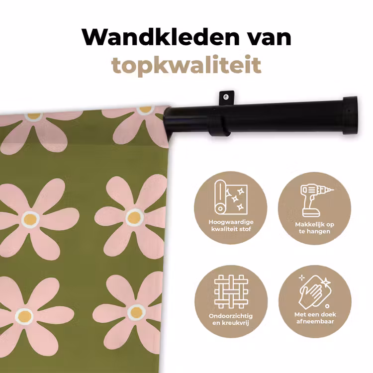 Wandkleed - Bloem - Modern - Groen — 3