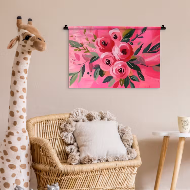 Wandkleed - Bloemen - Verf - Roze — 5
