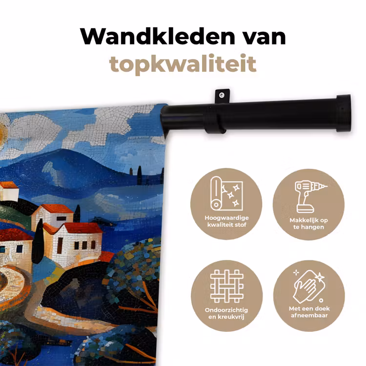 Wandkleed - Dorp - Heuvelachtig - Zon - Mozaïek — 3