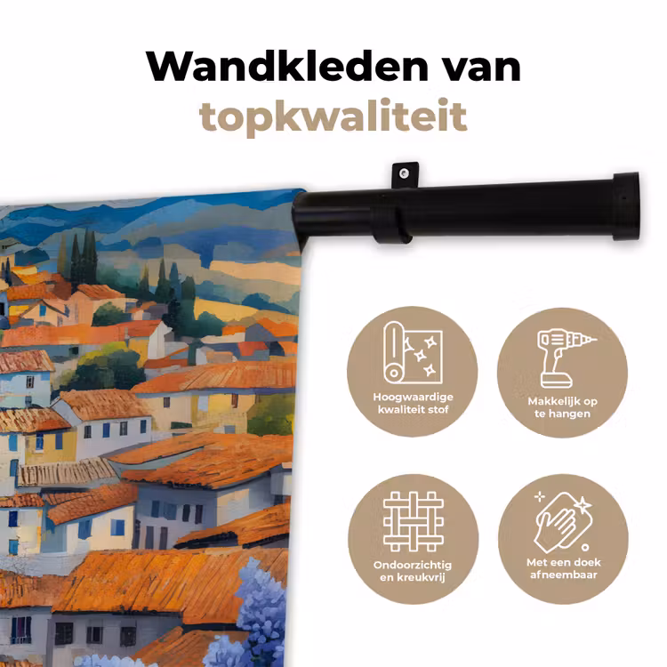 Wandkleed - Dorp - Heuvels - Landschap - Bomen — 3