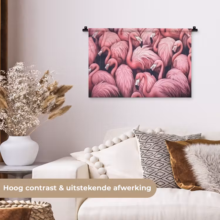 Wandkleed - Flamingo - Roze - Dieren — 4