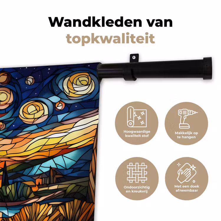 Wandkleed - Hemel - Sterren - Mozaïek - Huizen — 3