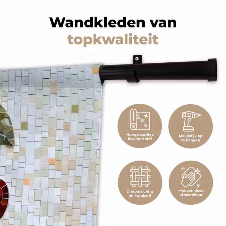 Wandkleed - Kersen - Rood - Mozaïek - Blaadjes — 3