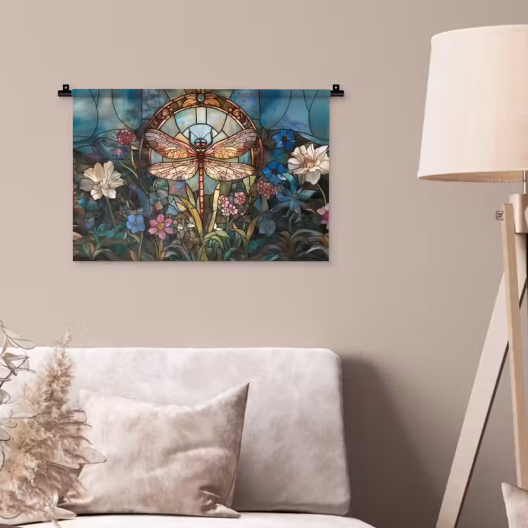 Wandkleed - Libelle - Mozaïek - Bloemen - Kleurrijk — 2