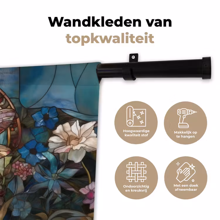 Wandkleed - Libelle - Mozaïek - Bloemen - Kleurrijk — 3