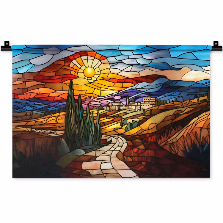 Wandkleed - Mozaïek - Zon - Landschap - Dorp — 1