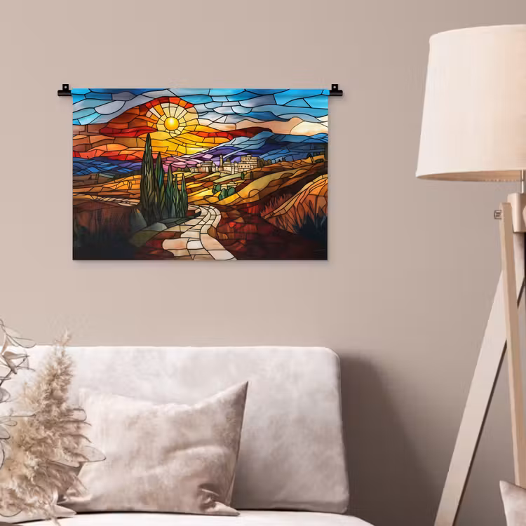 Wandkleed - Mozaïek - Zon - Landschap - Dorp — 2