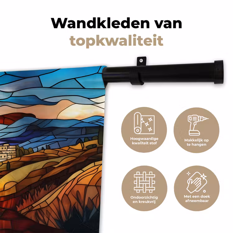 Wandkleed - Mozaïek - Zon - Landschap - Dorp — 3