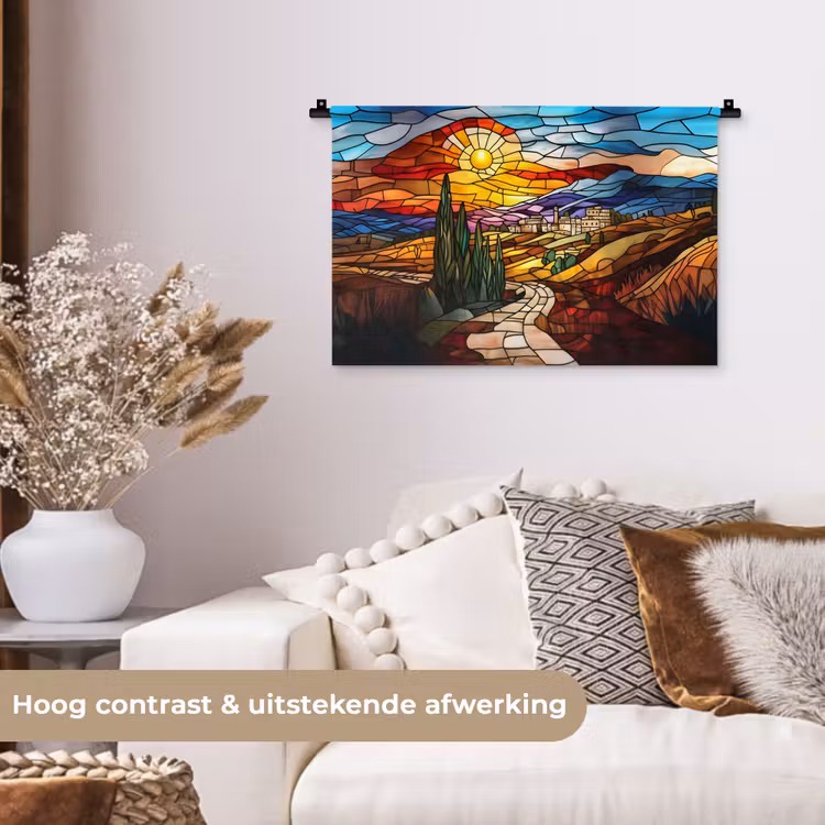 Wandkleed - Mozaïek - Zon - Landschap - Dorp — 4