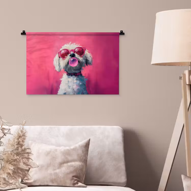 Wandkleed - Pink - Hond - Bubbel — 2