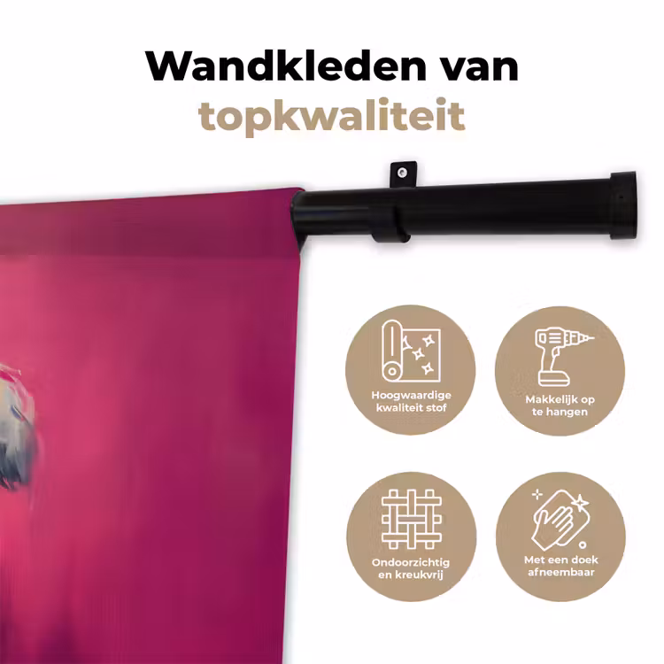Wandkleed - Pink - Hond - Bubbel — 3