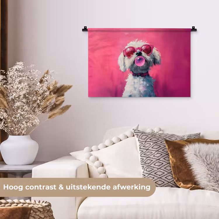 Wandkleed - Pink - Hond - Bubbel — 4