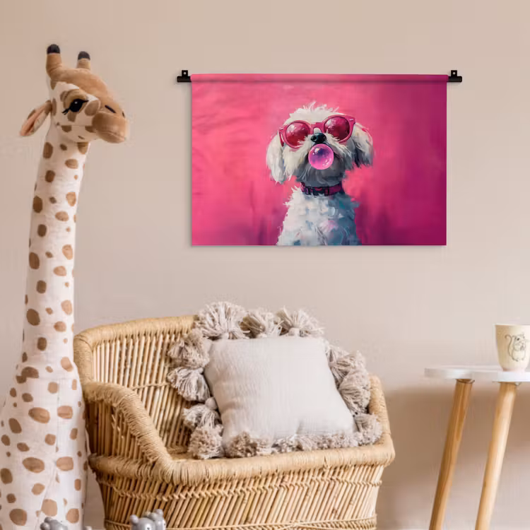 Wandkleed - Pink - Hond - Bubbel — 5