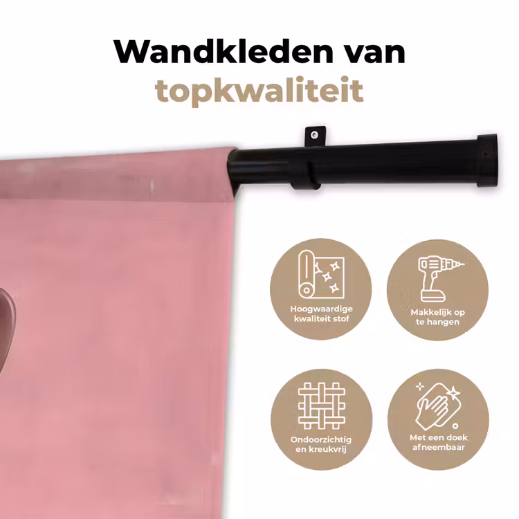 Wandkleed - Roze - Mokkapot - Illustratie - Koffie — 3